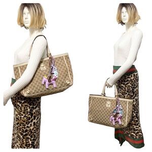 GUCCI GG Canvas Leather Tote Bag 💼
